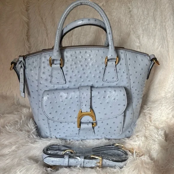 Dooney & Bourke Naomi Emerson Ostrich Satchel in Glacier Blue - Picture 1 of 12